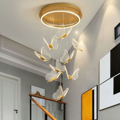 Olivia Moderne LED Suspension Doré Métal/Acrylique Salon Chambre à coucher