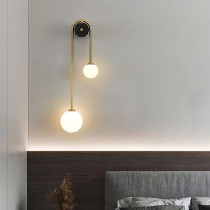 Edge Minimalisme Métal Gris Noir Laiton Verre Applique Murale Chambre à Coucher Salon