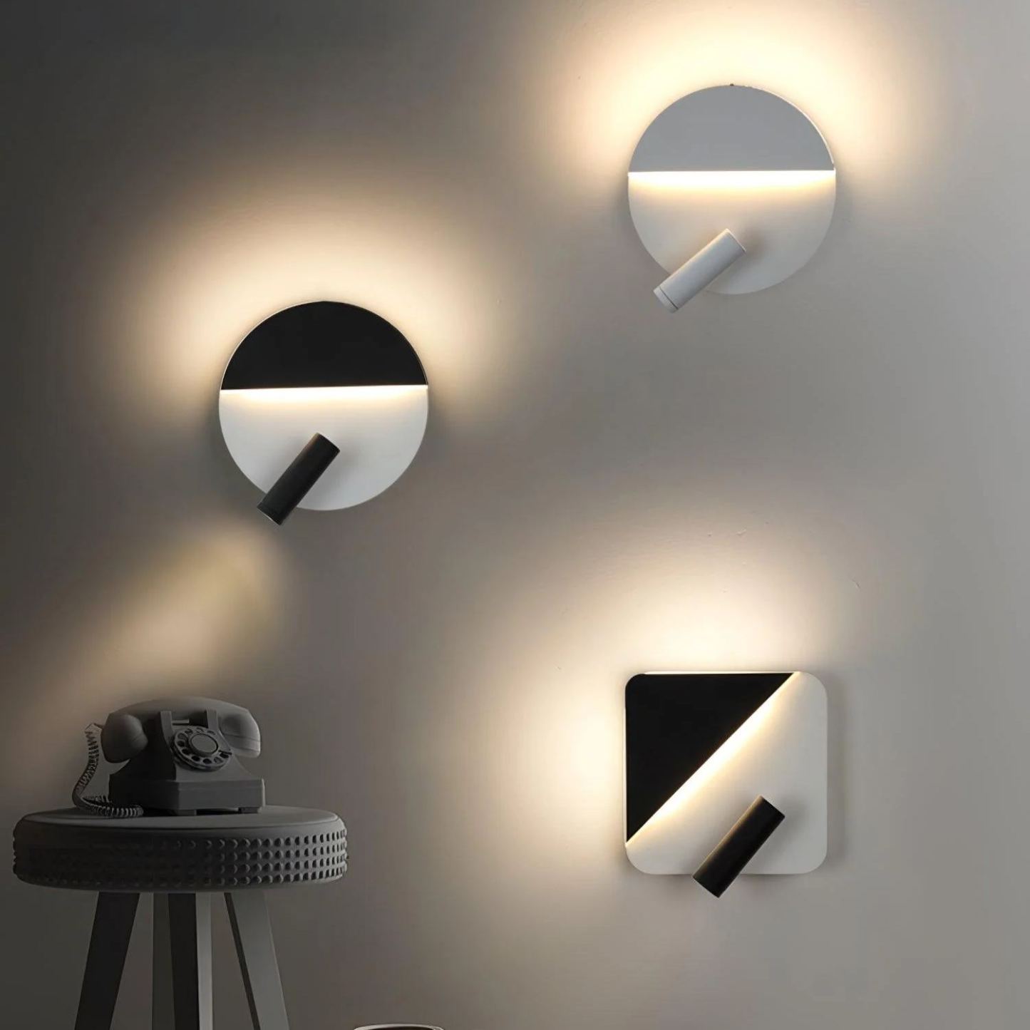 Edge Minimalisme Métal Noir Blanc Applique Murale Salle à Manger Chambre à Coucher