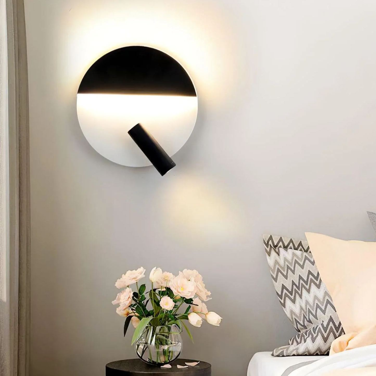 Edge Minimalisme Métal Noir Blanc Applique Murale Salle à Manger Chambre à Coucher