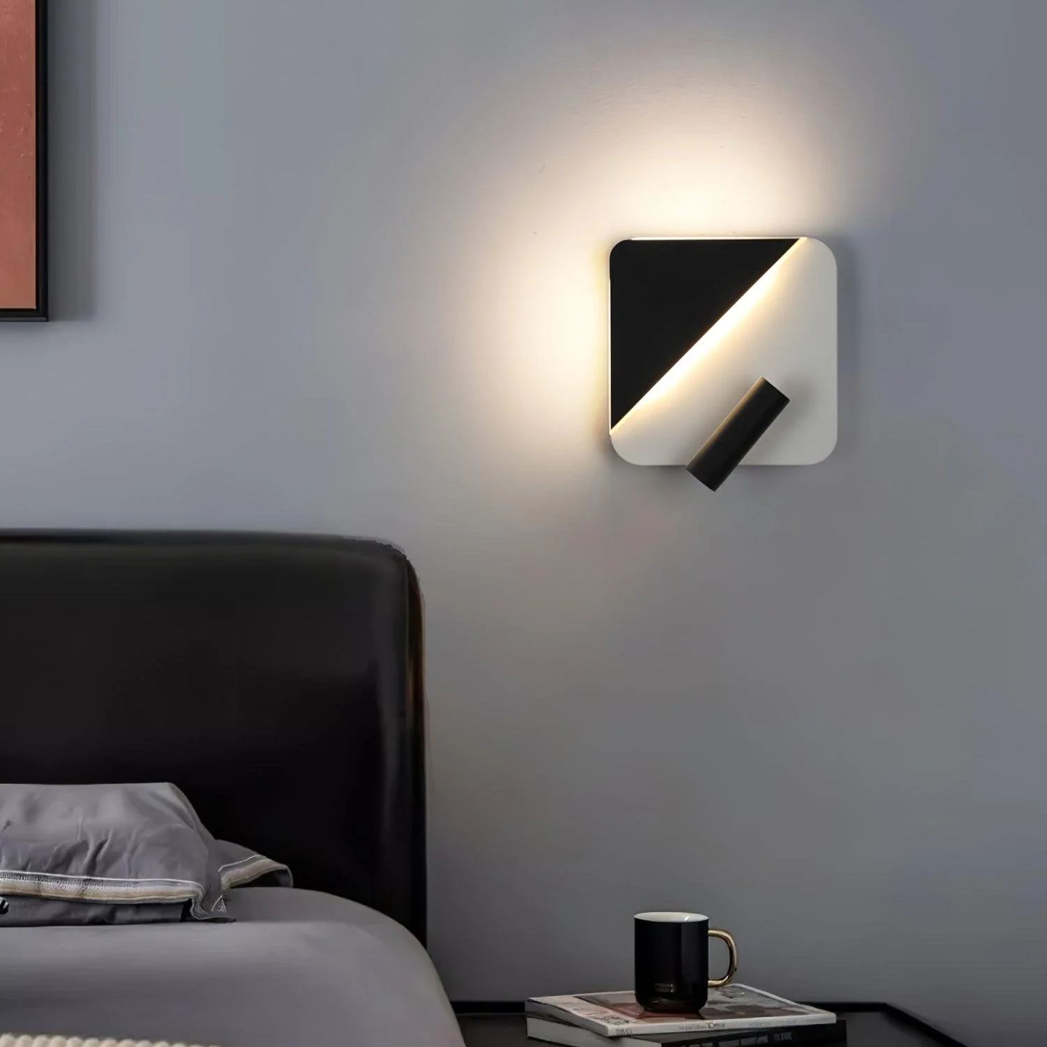 Edge Minimalisme Métal Noir Blanc Applique Murale Salle à Manger Chambre à Coucher