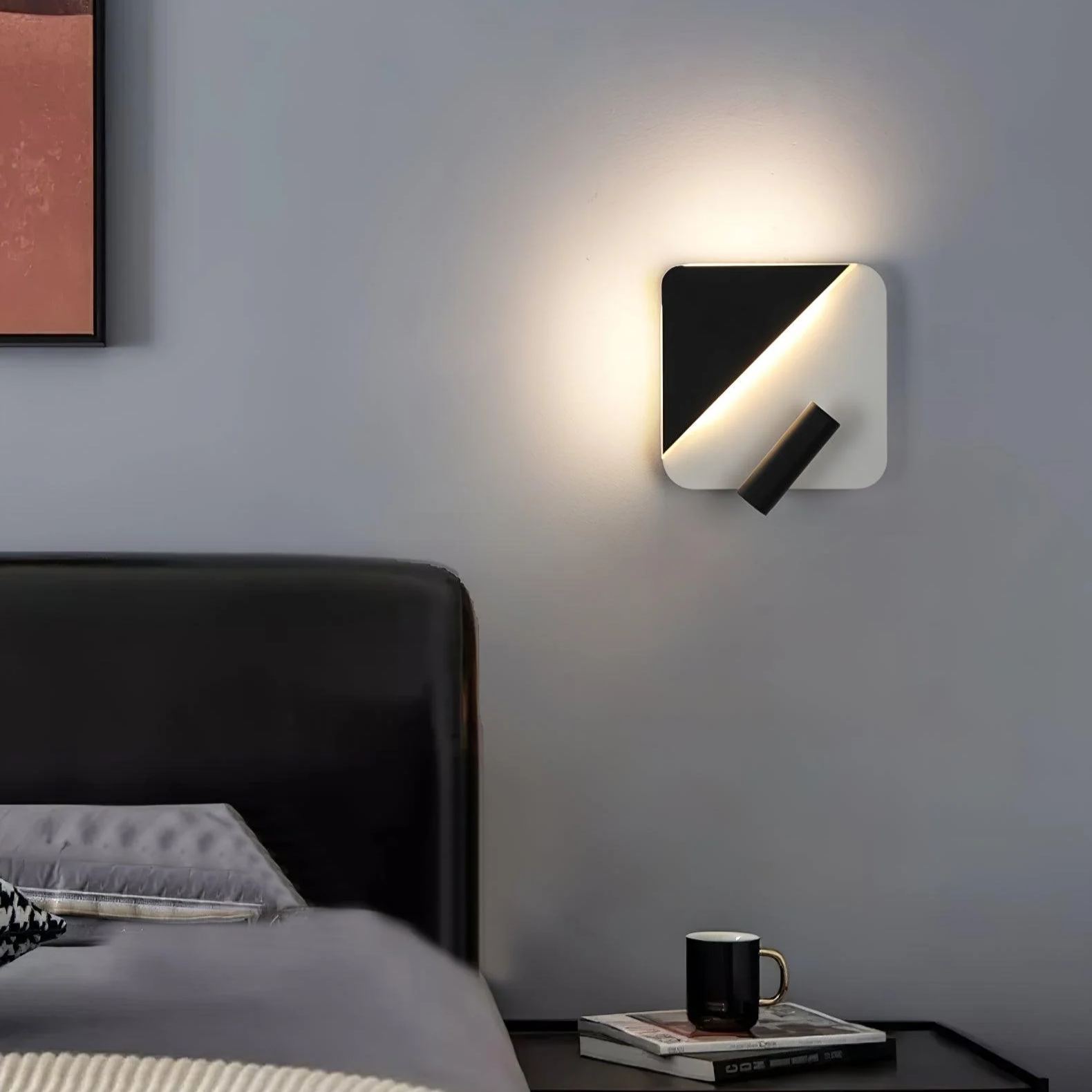 Edge Minimalisme Métal Noir Blanc Applique Murale Salle à Manger Chambre à Coucher