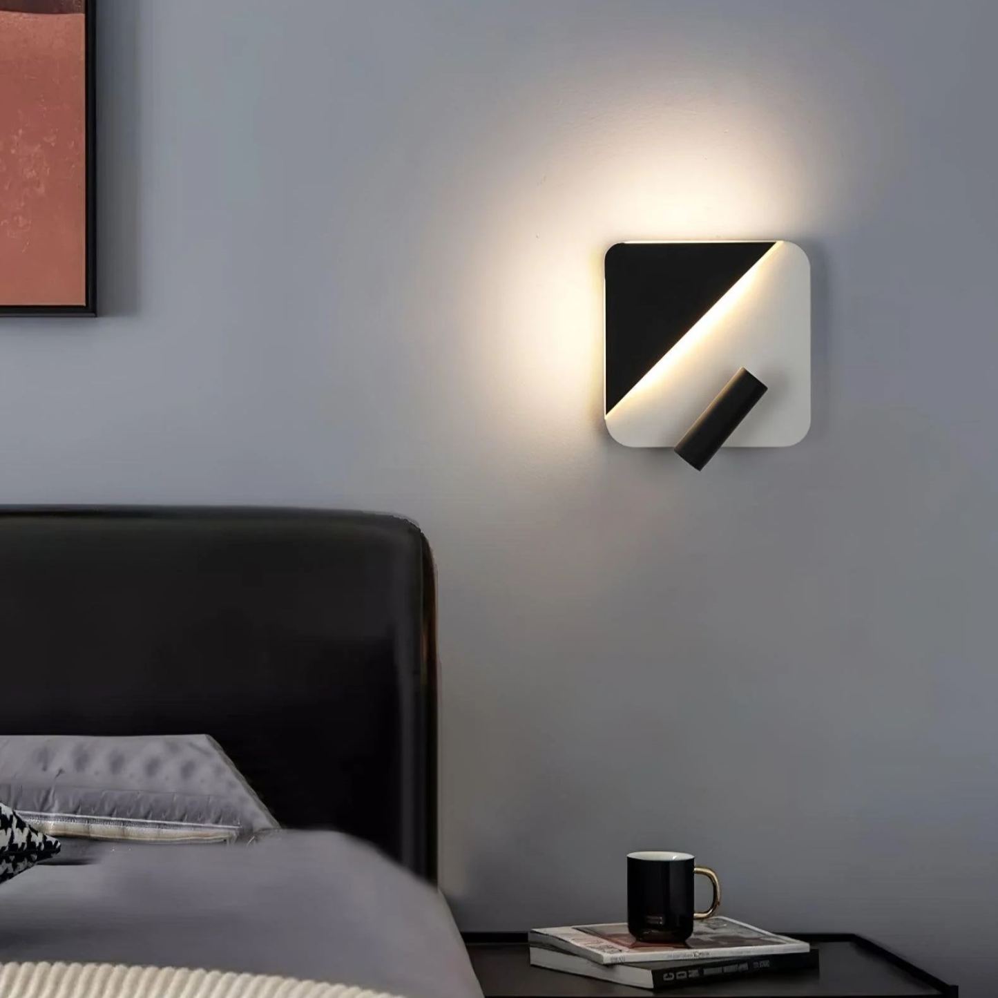 Edge Minimalisme Métal Noir Blanc Applique Murale Salle à Manger Chambre à Coucher