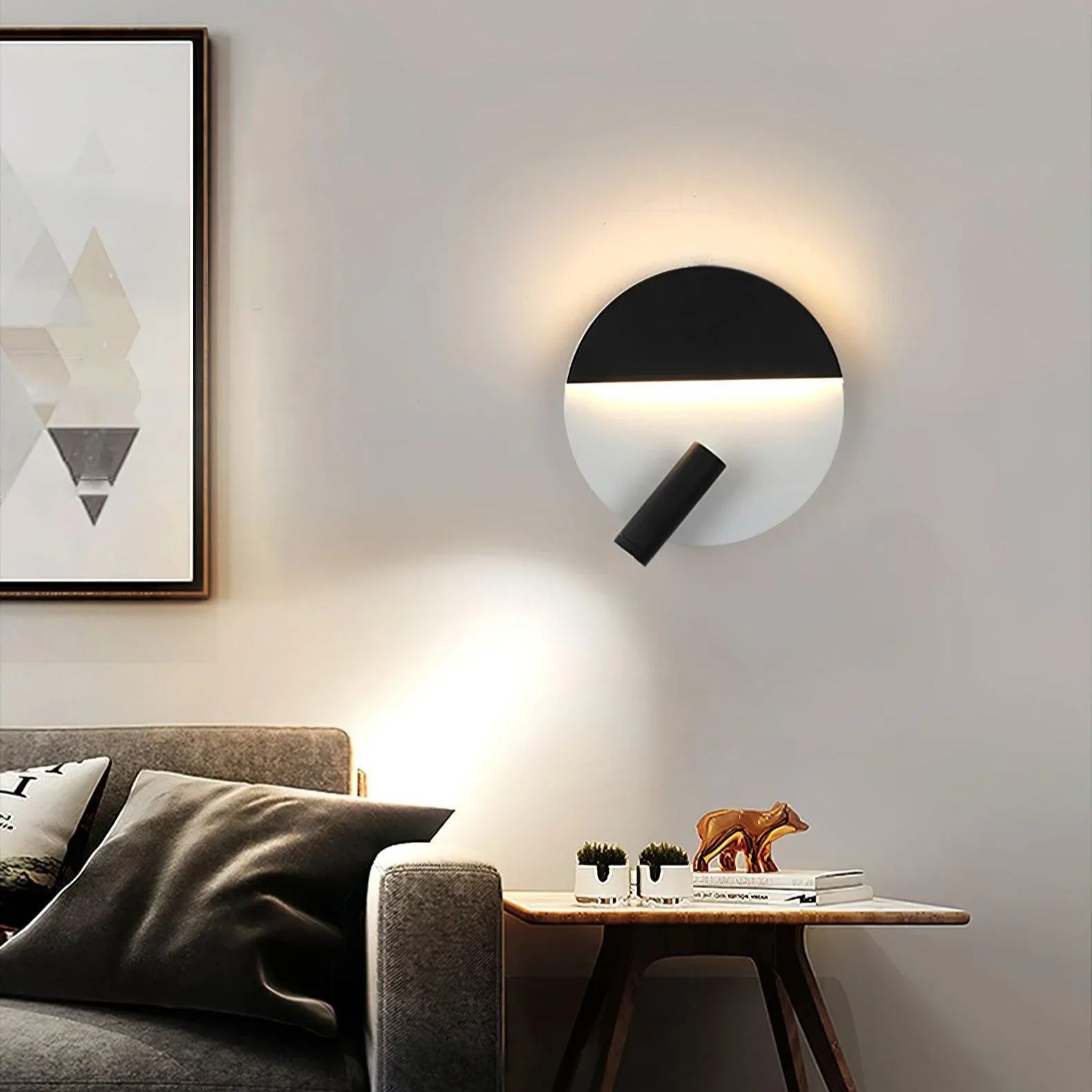 Edge Minimalisme Métal Noir Blanc Applique Murale Salle à Manger Chambre à Coucher