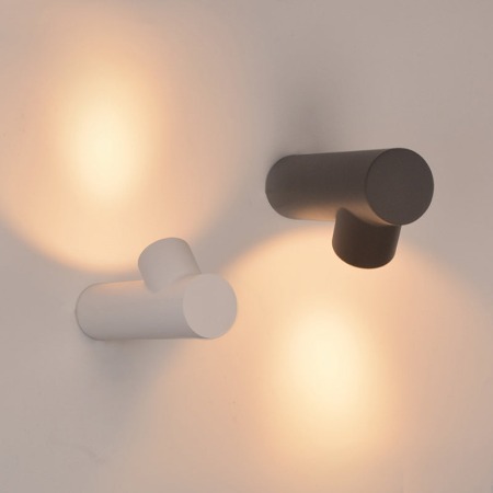 Orr Applique Murale Cylindrique Moderne, Métal/Verre, Blanc/Noir, Extérieur