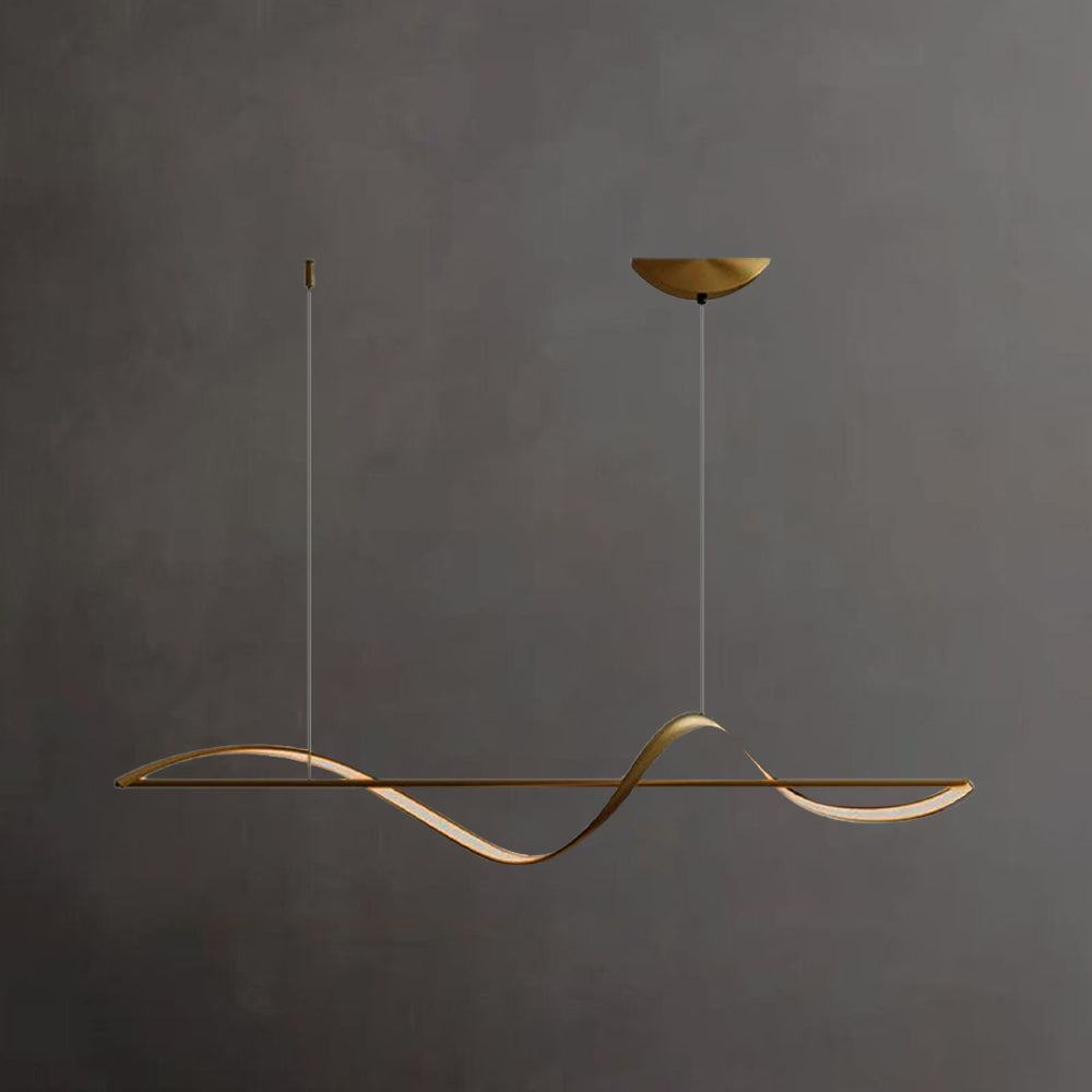 Louise Suspension Linéaire Minimaliste, Metal/Acrylique, Noir/Or, Salon