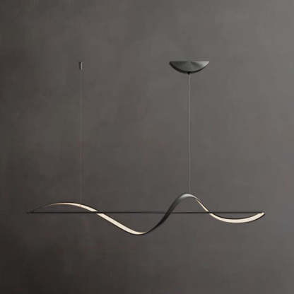 Louise Suspension Linéaire Minimaliste, Metal/Acrylique, Noir/Or, Salon