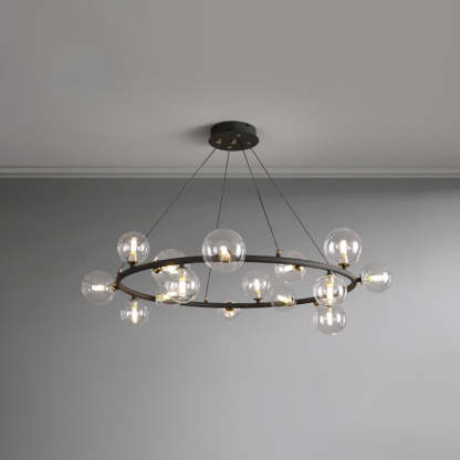Valentina Lustre Anneau/Bulle Moderne, Métal/Verre, Noir/Doré, Salon