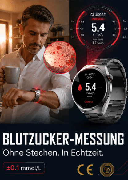 ⌚️【Das Spitzenmodell für alle Fälle】AI Smart Health Watch: Sportmodi in 4K-Qualität, IP68-Wasserfestigkeit und umfassende, schmerzfreie Blutzuckerüberwachung