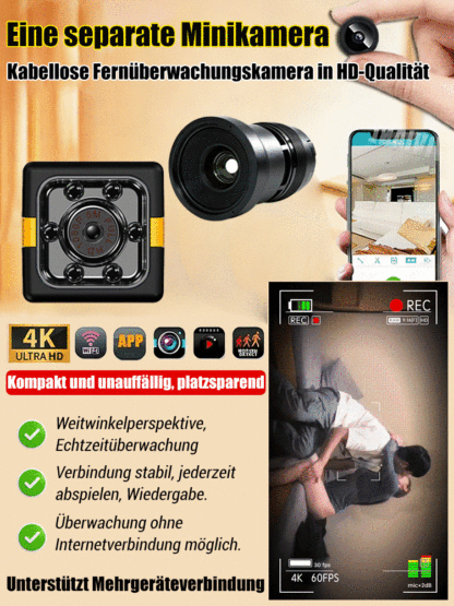 【🔥Halber Preis – Wahnsinnsangebot】🔍Mini-Kamera mit hochauflösender Nachtsicht🏠Ungehinderte Sicherheitsüberwachung✅
