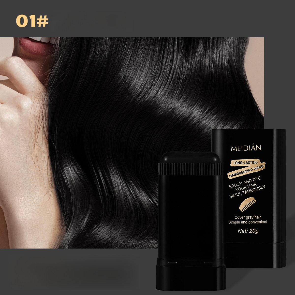 Haarfärbestift Grauabdeckung Sofort-Schwarz Tragbares Nachfärbe-Werkzeug