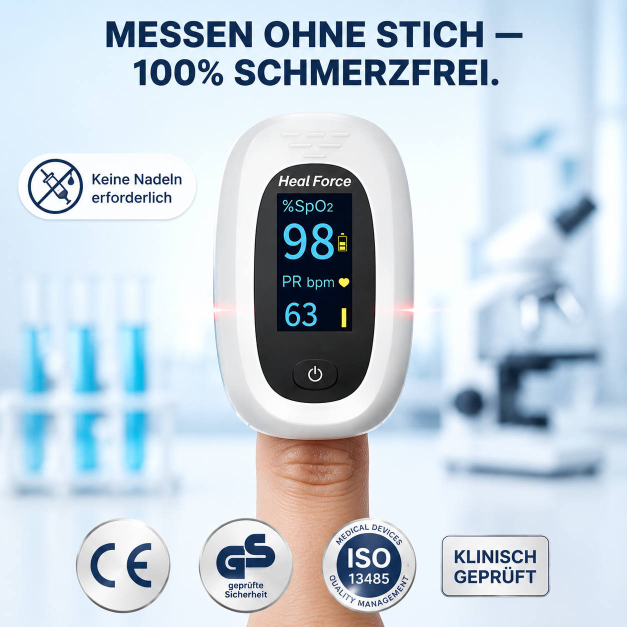 3-in-1-Blutzucker-, Herzfrequenz- und Pulsoximeter