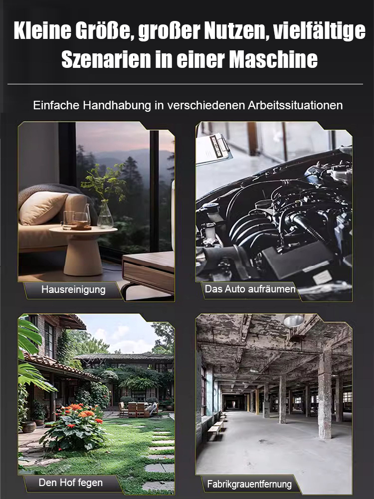 Hochleistungsgebläse, Reinigung von Gartenblättern und Garagenstaub mit einem Klick