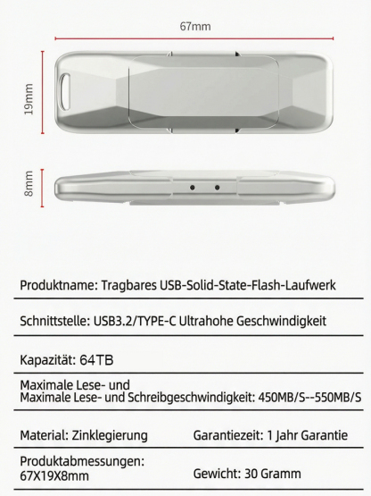 ✅Hochgeschwindigkeits-Festplatte, kompatibel mit Smartphones, Computern und Tablets⚡, Filmübertragung in nur einer Sekunde!