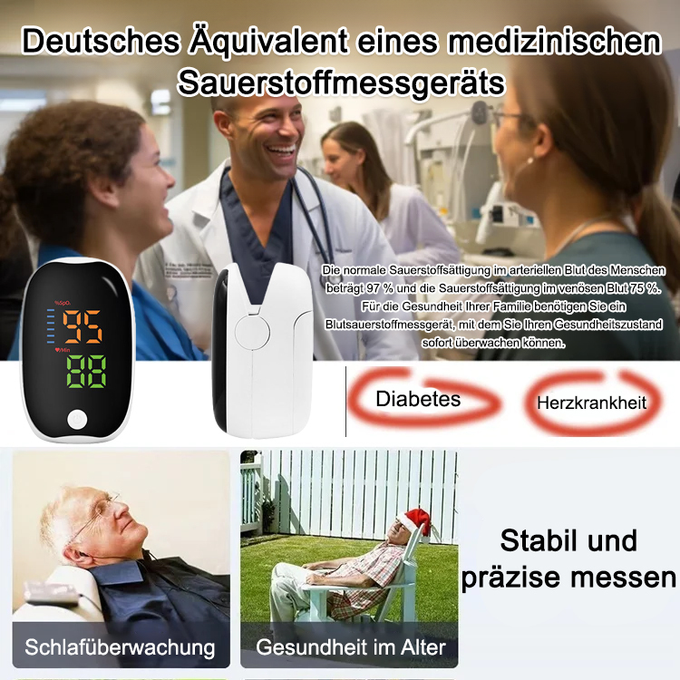 👨‍⚕️Fingerspitzenoximeter, gleiche Technologie wie im Krankenhaus, Fehler 0,1