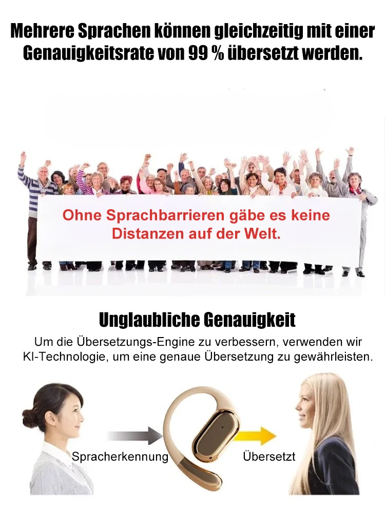 Intelligentes Bluetooth-Übersetzungs-Headset🗣️ Simultandolmetschen in Echtzeit, überwindet Sprachbarrieren