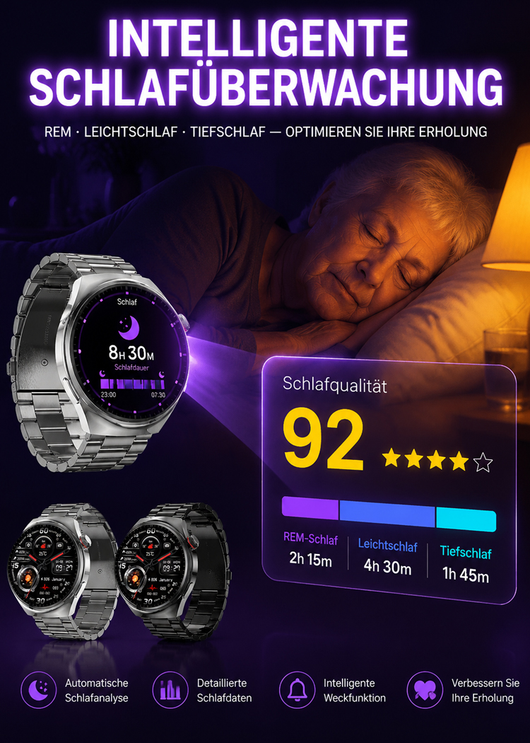 ⌚️【Das Spitzenmodell für alle Fälle】AI Smart Health Watch: Sportmodi in 4K-Qualität, IP68-Wasserfestigkeit und umfassende, schmerzfreie Blutzuckerüberwachung