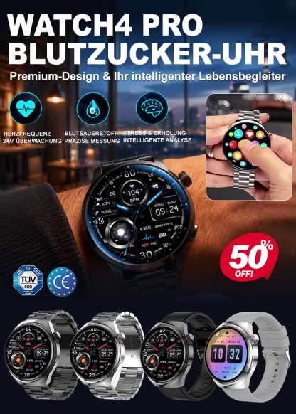 ⌚️【Das Spitzenmodell für alle Fälle】AI Smart Health Watch: Sportmodi in 4K-Qualität, IP68-Wasserfestigkeit und umfassende, schmerzfreie Blutzuckerüberwachung