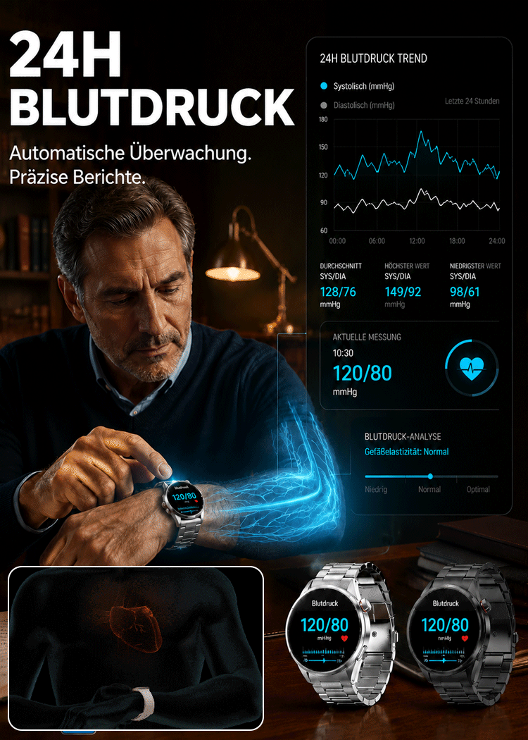 ⌚️【Das Spitzenmodell für alle Fälle】AI Smart Health Watch: Sportmodi in 4K-Qualität, IP68-Wasserfestigkeit und umfassende, schmerzfreie Blutzuckerüberwachung