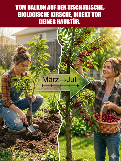 🍒Frisch geerntete, veredelte Kirschbaumsetzlinge✨ Hohe Anwachsrate, veredelt mit Erdballen, erstklassige Sorte, frühfruchtend