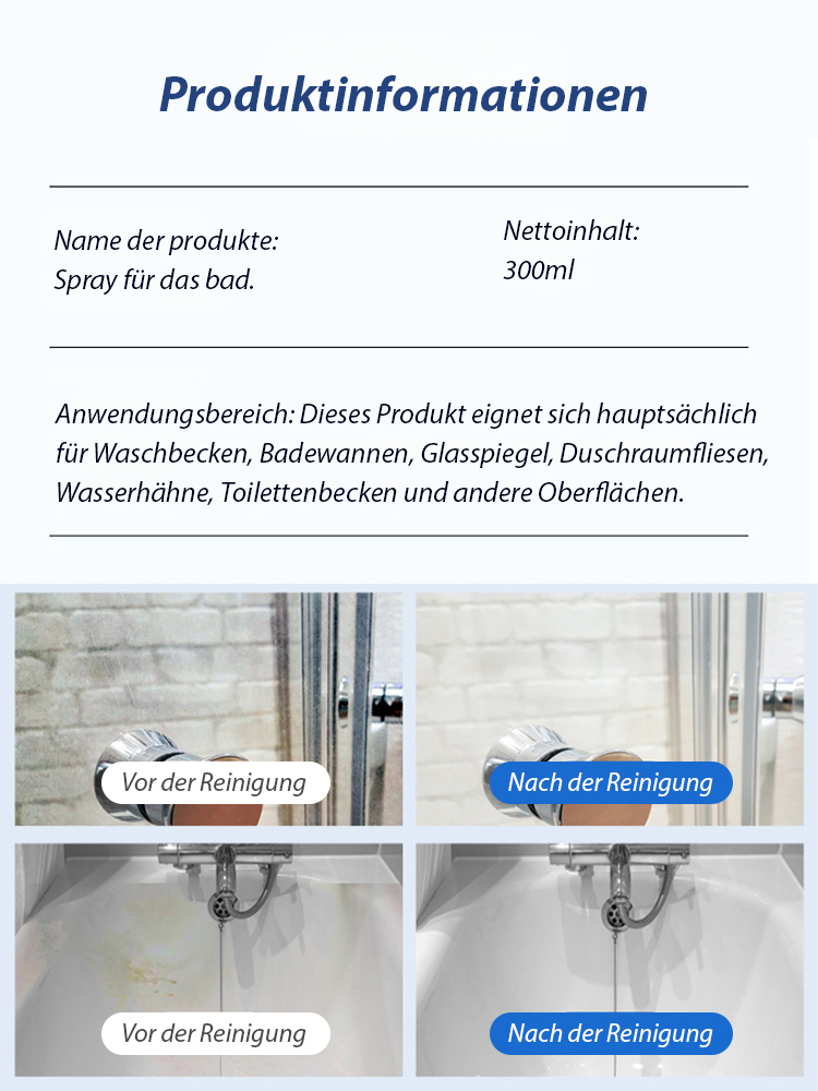 💦【3-Minuten-Baderneuerung】 Kraftvolle Fleckenentfernung ohne Spuren zu hinterlassen