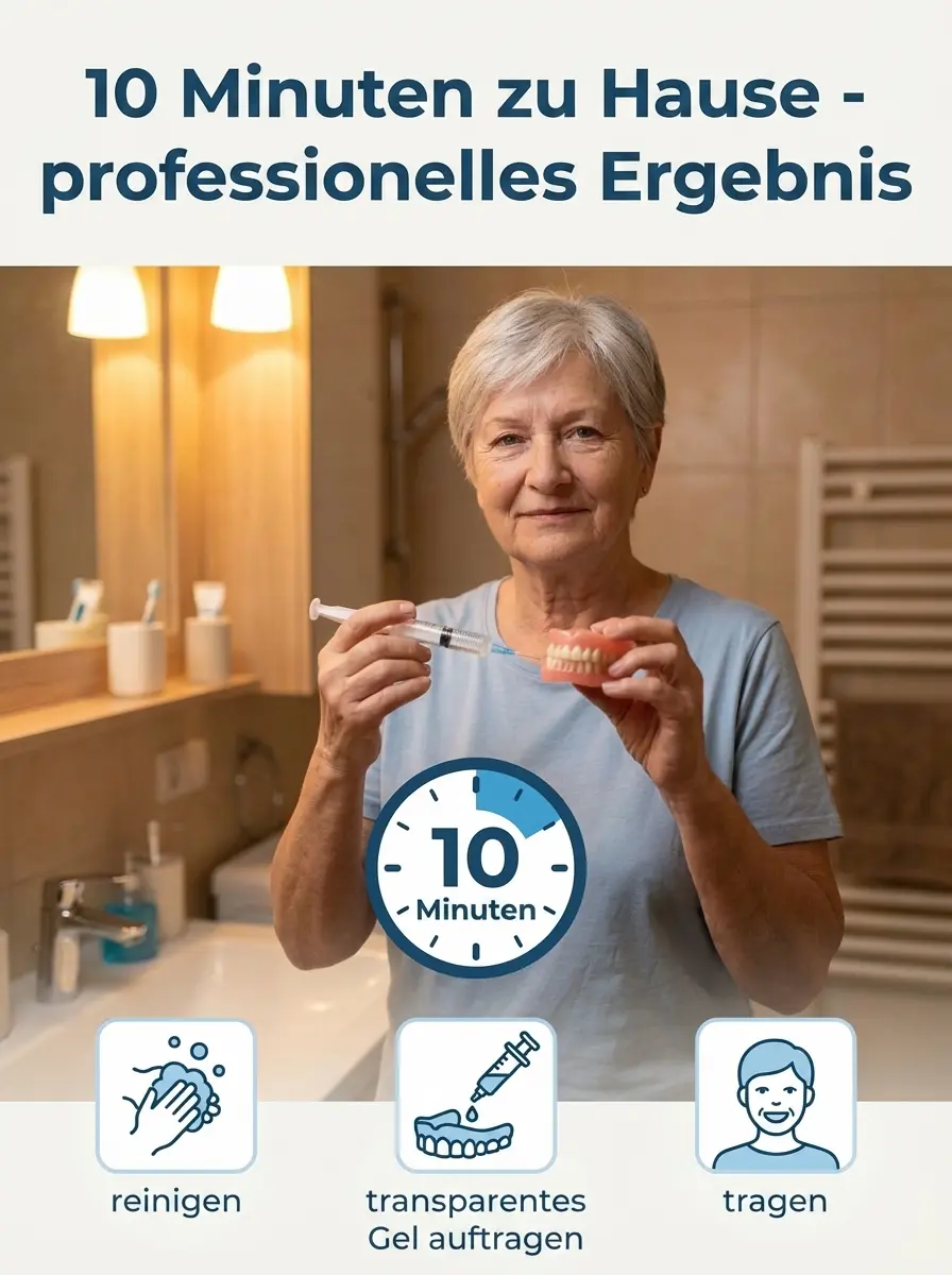 【🦷 1 kaufen, 1 gratis dazu】Vakuum-Anpassungs-Unterfütterung für Zahnprothesen (3 Minuten) – Silikon, kein Haftmittel erforderlich