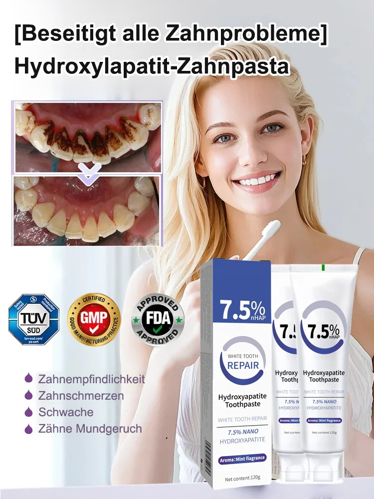 💥Kaufen Sie 1, erhalten Sie 1 gratis! Hydroxyapatit-Zahnpasta – Ihr Retter für frischen Atem den ganzen Tag!