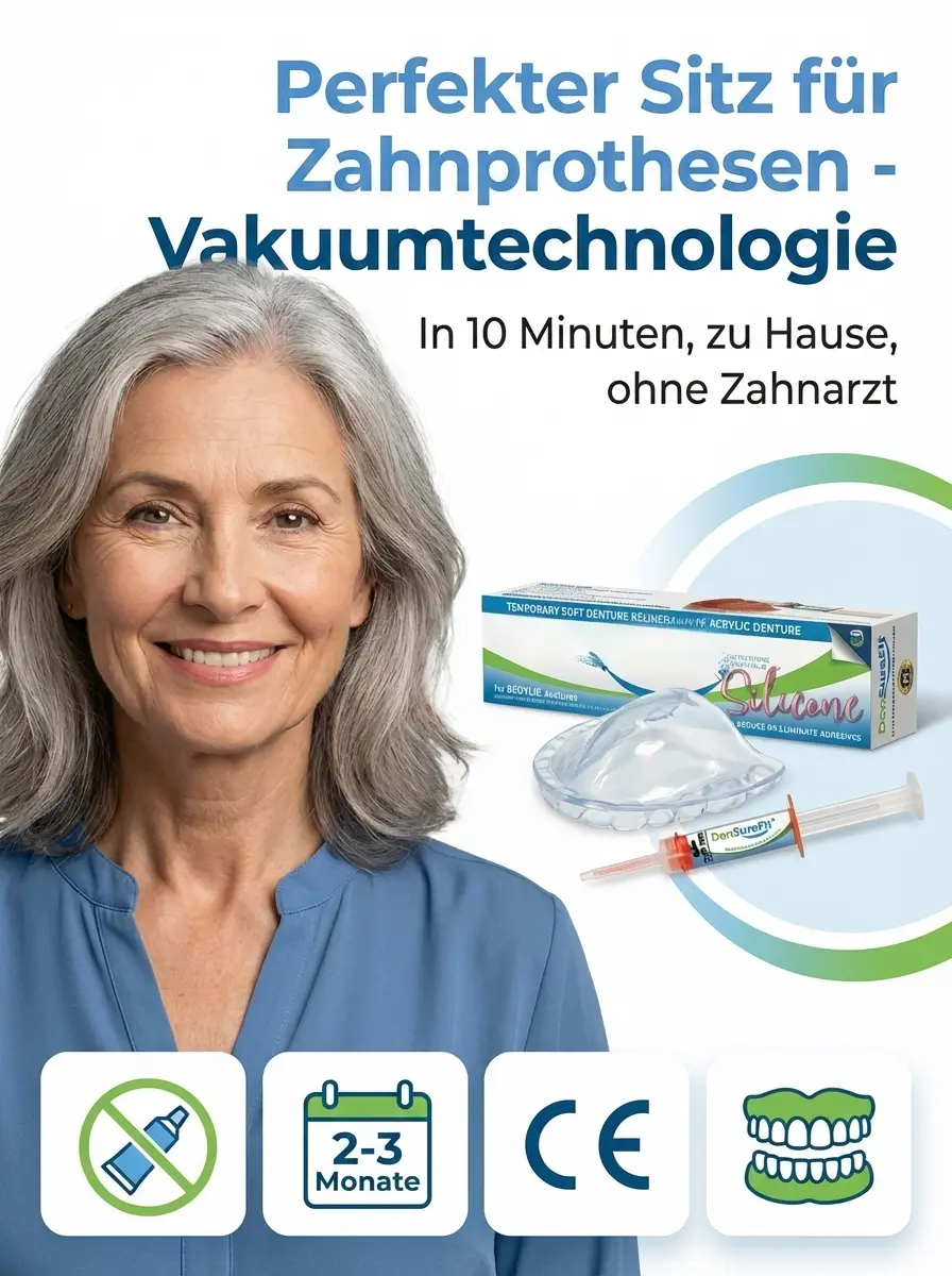 【🦷 1 kaufen, 1 gratis dazu】Vakuum-Anpassungs-Unterfütterung für Zahnprothesen (3 Minuten) – Silikon, kein Haftmittel erforderlich