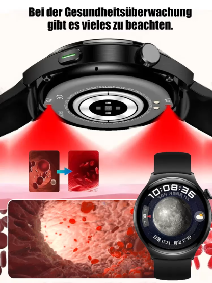 ⌚Watch4 Pro Gesundheits-Smartwatch | 24-Stunden-Herzfrequenz- und Blutsauerstoffmessung • Unabhängige eSIM