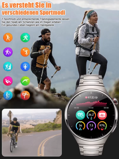 ⌚Watch4 Pro Gesundheits-Smartwatch | 24-Stunden-Herzfrequenz- und Blutsauerstoffmessung • Unabhängige eSIM