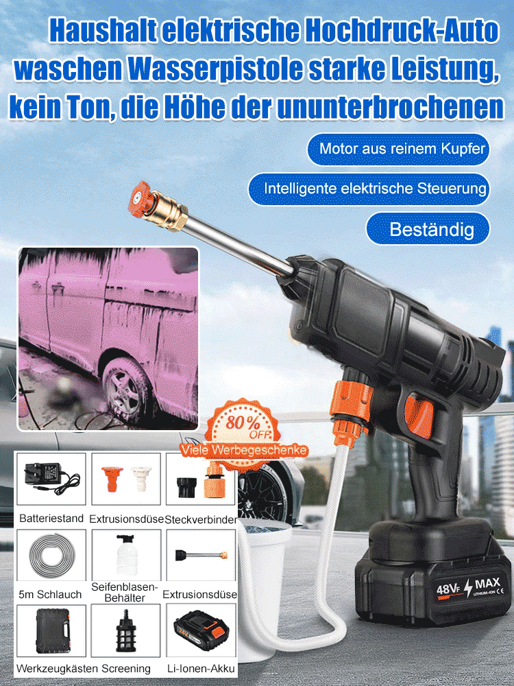 【Multifunktionale Hochdruck-Wasserpistole】💦 Auto waschen, Blumen gießen, Scheiben putzen