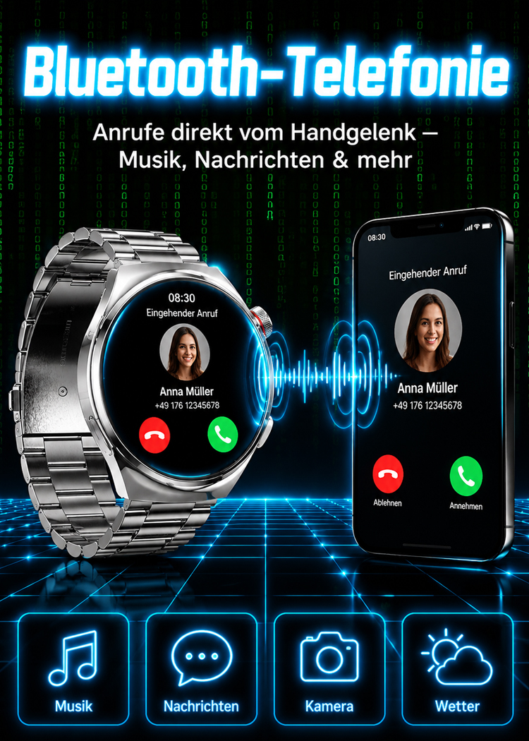 ⌚️【Das Spitzenmodell für alle Fälle】AI Smart Health Watch: Sportmodi in 4K-Qualität, IP68-Wasserfestigkeit und umfassende, schmerzfreie Blutzuckerüberwachung