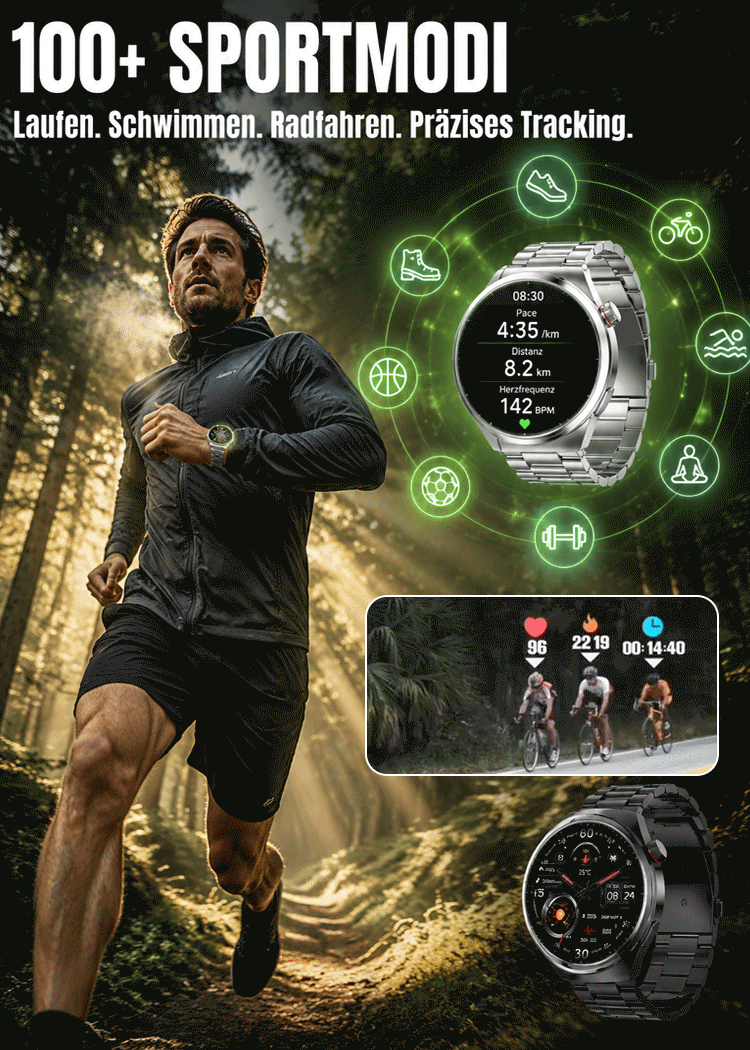 ⌚️【Das Spitzenmodell für alle Fälle】AI Smart Health Watch: Sportmodi in 4K-Qualität, IP68-Wasserfestigkeit und umfassende, schmerzfreie Blutzuckerüberwachung