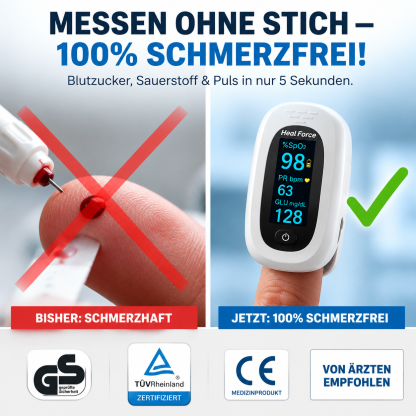 3-in-1-Blutzucker-, Herzfrequenz- und Pulsoximeter
