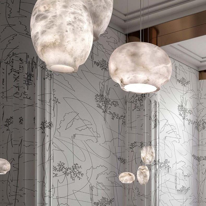 Jade Pendant Lamp Gorgeous Contemporary Alabaster Study Room Dining Room