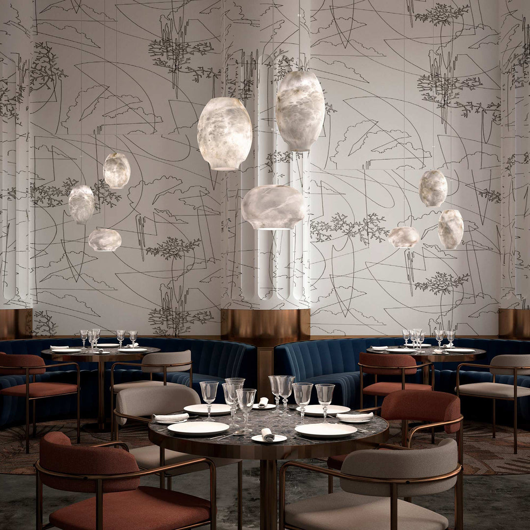 Jade Pendant Lamp Gorgeous Contemporary Alabaster Study Room Dining Room