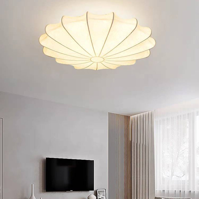 Renée Modern Elegant Round Metal Fabric Flush Mount Ceiling Light