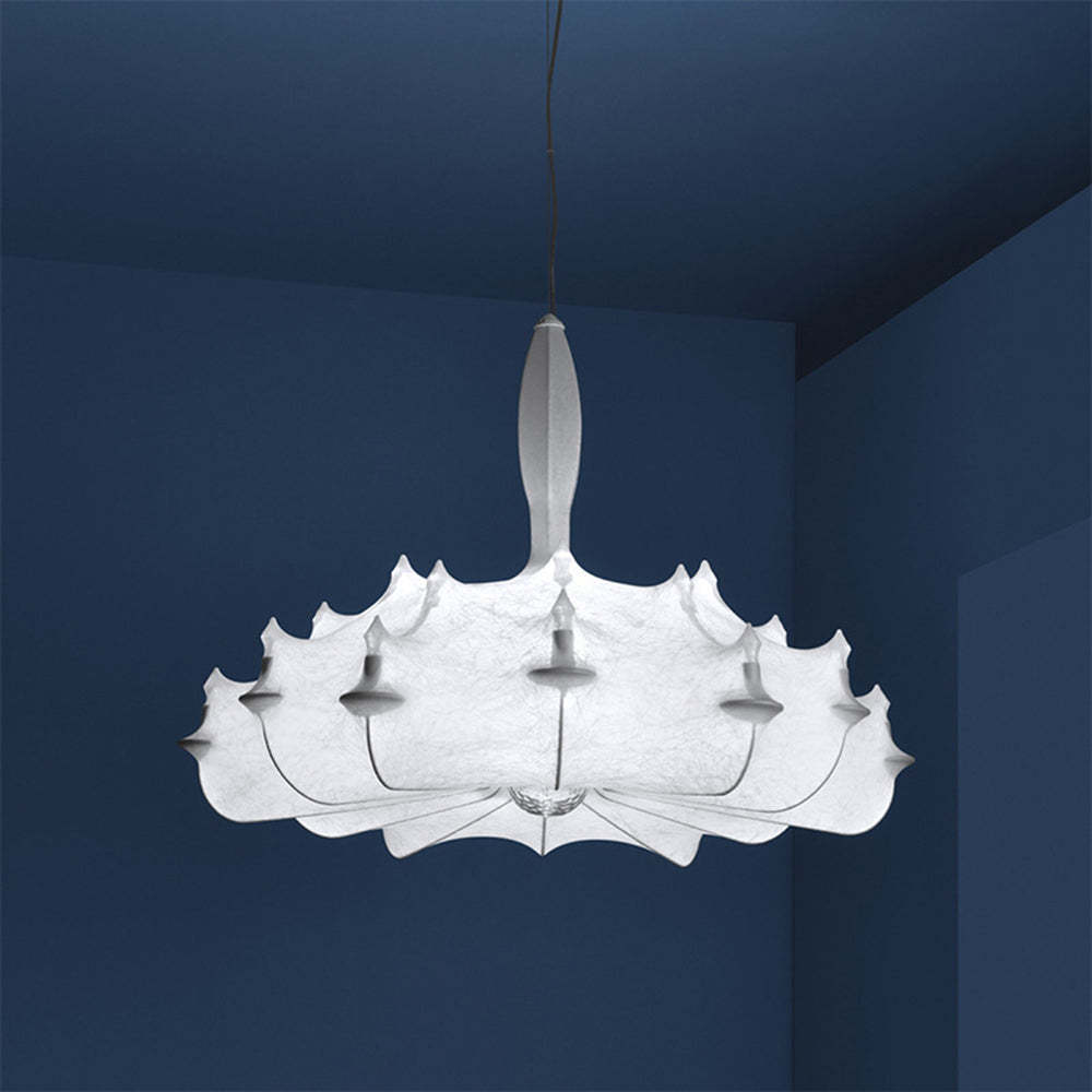 Renée Modern Artificial Silk/Metal Pendant Light, White