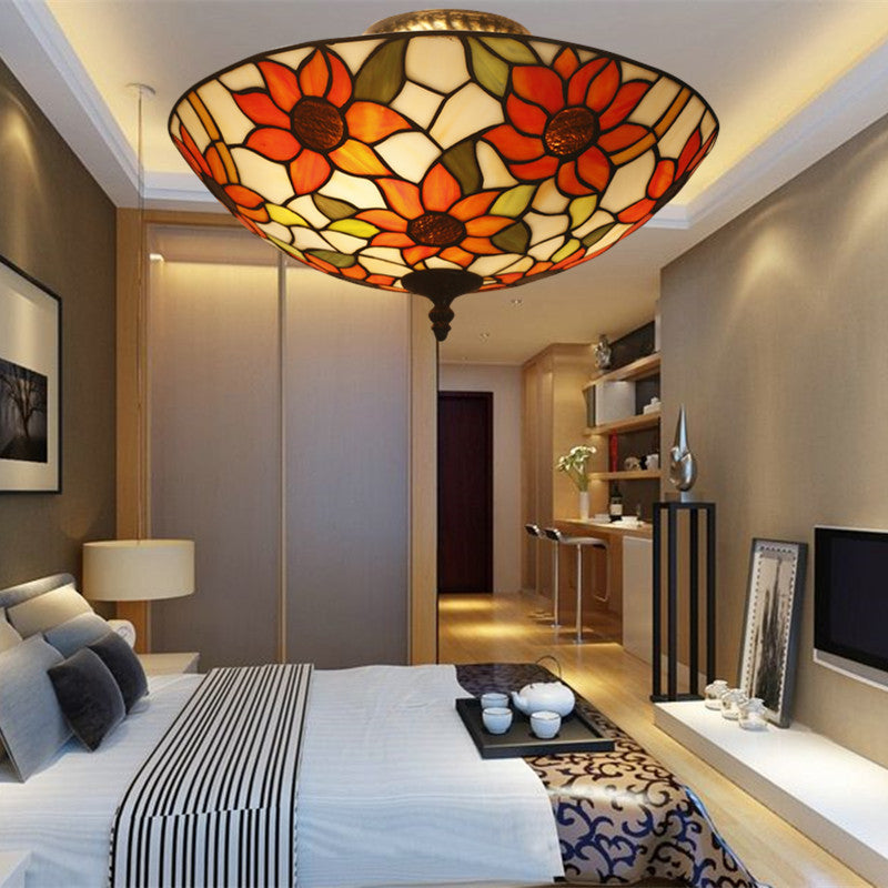 Eryn Luxury Flush Mount Ceiling Light Colorful Sunflower Bedroom