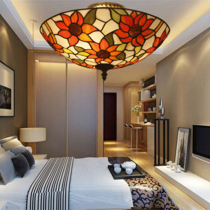 Eryn Luxury Flush Mount Ceiling Light Colorful Sunflower Bedroom