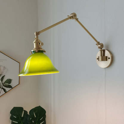 Brady Vintage Foldable Metal Wall Lamp, Green/White