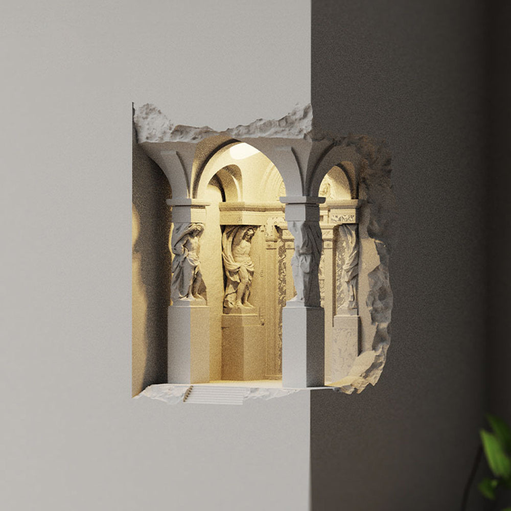 Félicie Art Deco Flush LED Plaster Wall Lamp, White