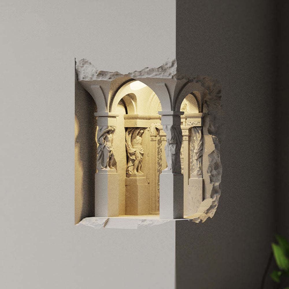 Félicie Art Deco Flush LED Plaster Wall Lamp, White