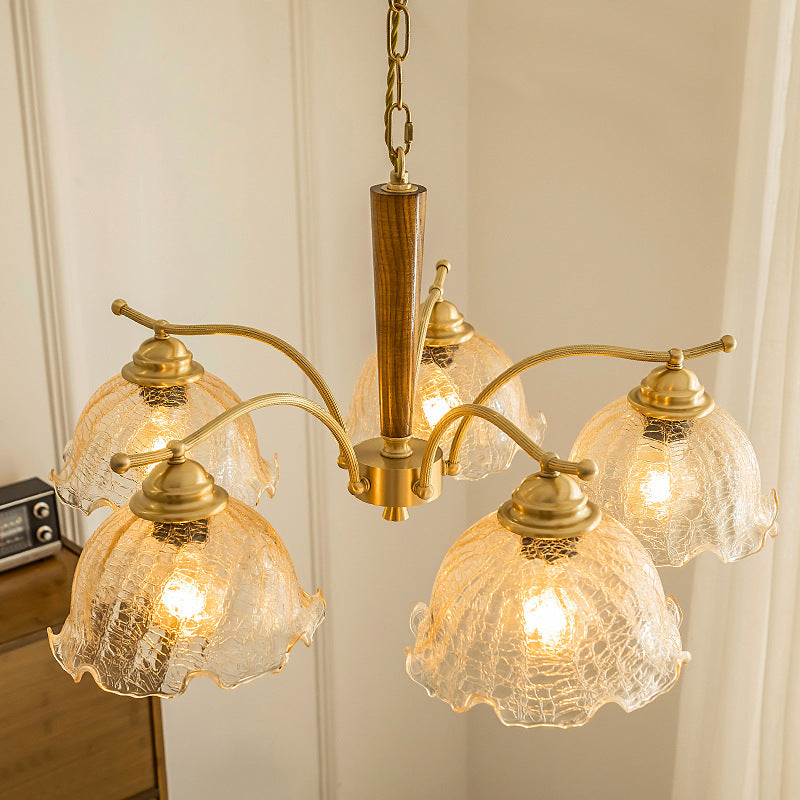 Lily Retro LED Metal Wood Chandeliers Living Room Bedroom