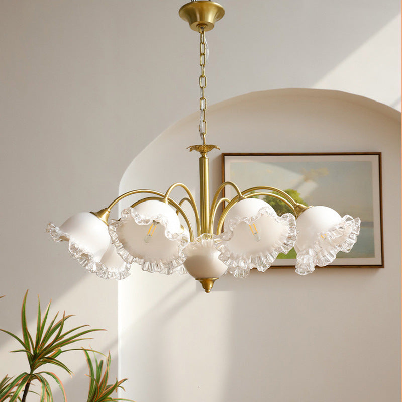 Lily Retro LED Metal Glass Chandeliers Living Room Bedroom
