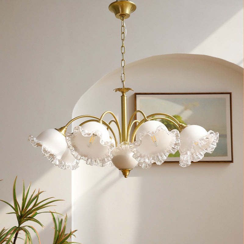 Lily Retro LED Metal Glass Chandeliers Living Room Bedroom