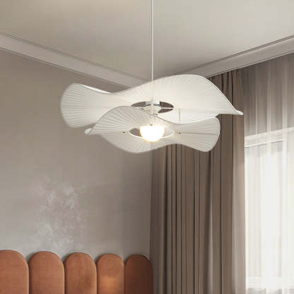 Renée Modern LED Pendant Light White Metal Fabric Living Room