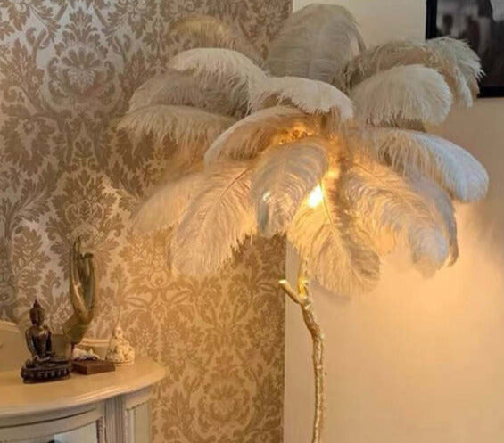 O'Moore Nordic Luxury Unique Ostrich Feather Floor Lamp/Table Lamp