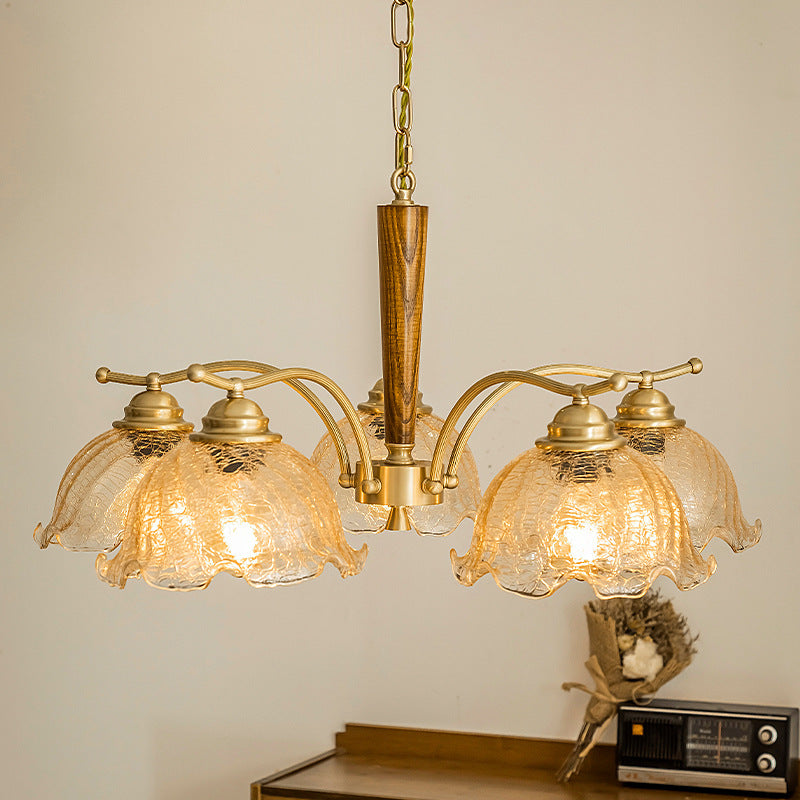 Lily Retro LED Metal Wood Chandeliers Living Room Bedroom
