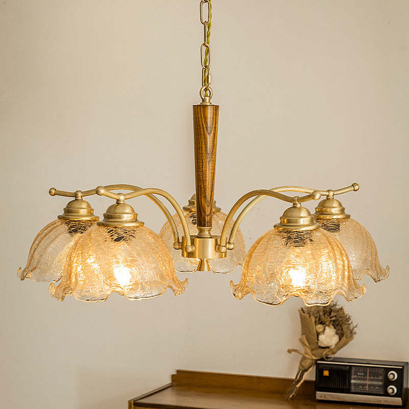 Lily Retro LED Metal Wood Chandeliers Living Room Bedroom
